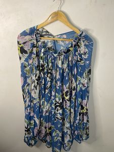 Blue Floral Print Flowy Tunic Top