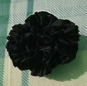 Black Ruffled Flower Hair Scrunchie