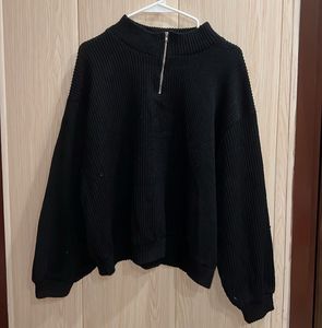 Black Half-Zip Knit Sweater