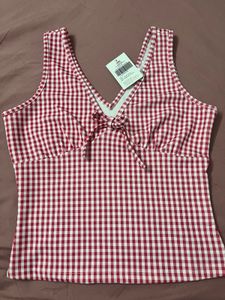 Red Gingham Tie Front cami top SiZe s-m