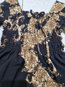 Elegant Black &amp; Gold Printed Top