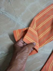 Orange Striped Button-Up Shirt
