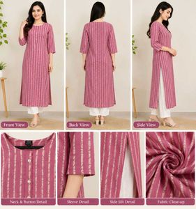 Chic Pink Striped Cotton Kurta ✨ like new