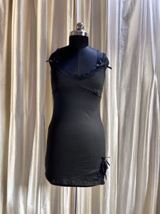 Black Slip Dress with Lace Trim🖤