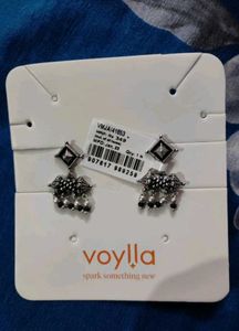 Voylla Oxidised Silver Earrings