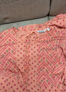 Peach Printed Kurta