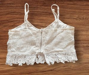 White Lace Trim Cami Top. size S