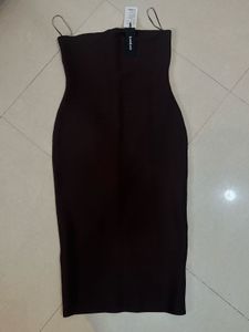 Chic Strapless Bodycon Midi Dress L size with labe