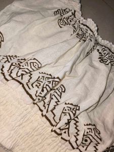 Trendy Off Shoulder White Crop Top | Smocked Waist