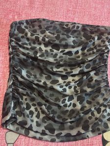 Leopard Print Strapless Top