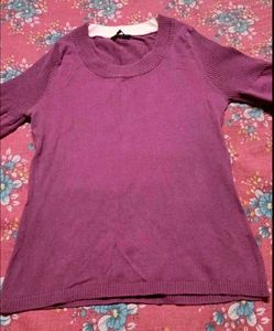 Purple sweater with Contrast Neckline