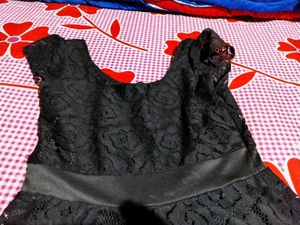 Elegant Black Lace Skater Dress