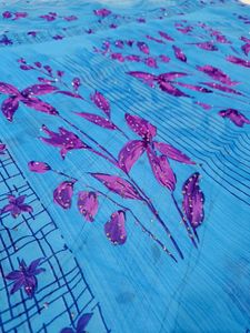 🇳🇿💫🎀Elegant Blue Floral Print Saree