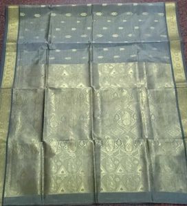 25 years Elegant Grey Saree with Gold Border
