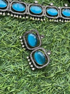 Blue Stone Choker Necklace Set
