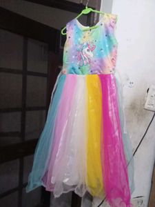Girls Unicorn Rainbow Dress