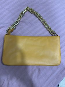 Stylish Mustard Shoulder Bag with Gold