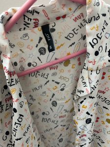 Fun Graphic Print Button-Down Shirt
