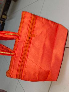 Orange Floral Pouch