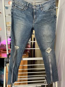 Torn Zipper Jeans