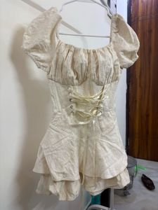 Chic Corset Dress with Puff Sleeves
