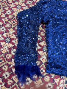 Elegant Blue Silk Saree with Embellishments