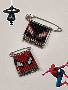Spider-Man Inspired Beaded Safety Pin Set