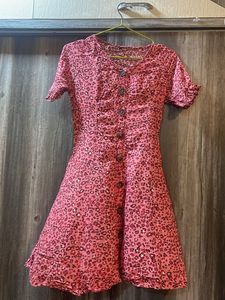Pink Print Button Down Dress