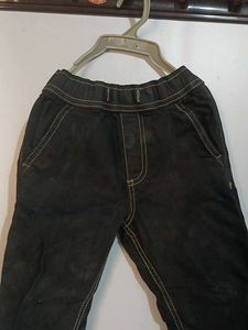 Black Denim Pants with Contrast Stitching