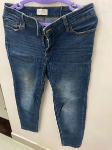 Dark Blue Mid Waist Denim Jeans