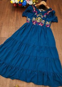 Elegant Teal Embroidered Gown