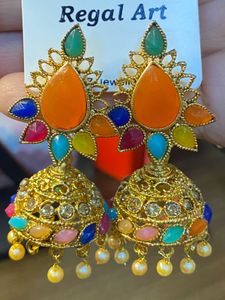 Heavy Multicolor Jhumka Earrings Free ship