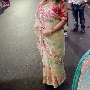 organza muslin saree