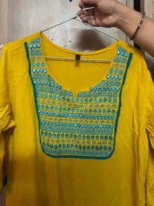 Yellow Embroidered Kurta