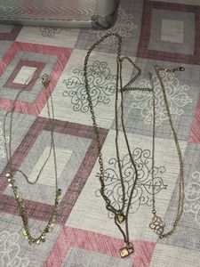 Layered Necklace with Heart and Lock Pendant