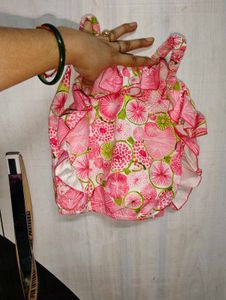 Funky Pink Fruit Print Ruffled top and pant