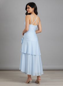 Chic Ruched Tiered Midi Dress