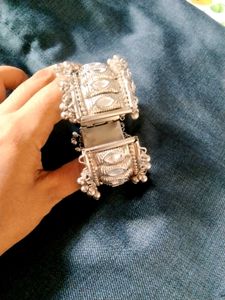 Vintage Silver Tone Indian Bangle