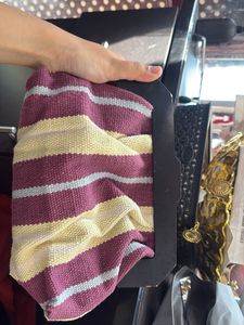 Striped Dupatta - Maroon & Yellow