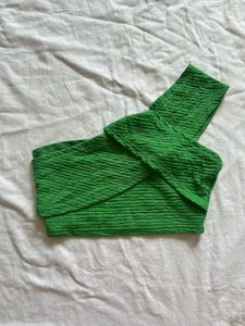 Green Criss Cross Crop Top
