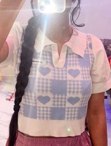 Cute Heart Pattern Crop Top