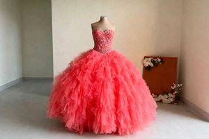 Stunning Coral Tiered Ball Gown👑👰🎀🫶