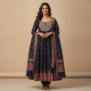 Beautiful Navy blue Anarkali set