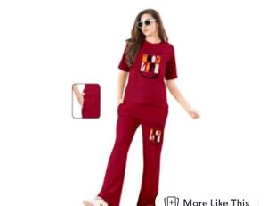 Maroon T-shirt and Pant Set