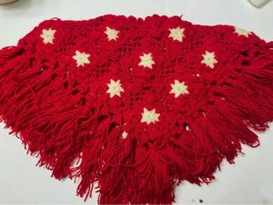 Beautiful Red N White Poncho For 2-4 Yrs