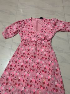 Floral Pink maxi slit dress