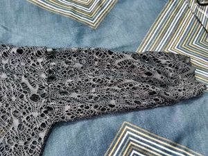 Sheer Grey Y2K Baggy Lace Top