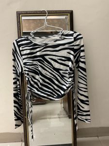Trendy Zebra Print Long Sleeve Top