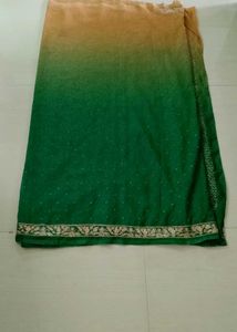 Elegant Ombre Green &amp; Gold Saree