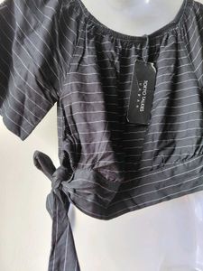 Striped Off-Shoulder Crop Top